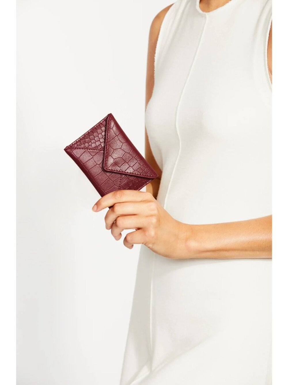 Rachel Miriam Burgundy Genuine Leather Card Wallet With Button Closure